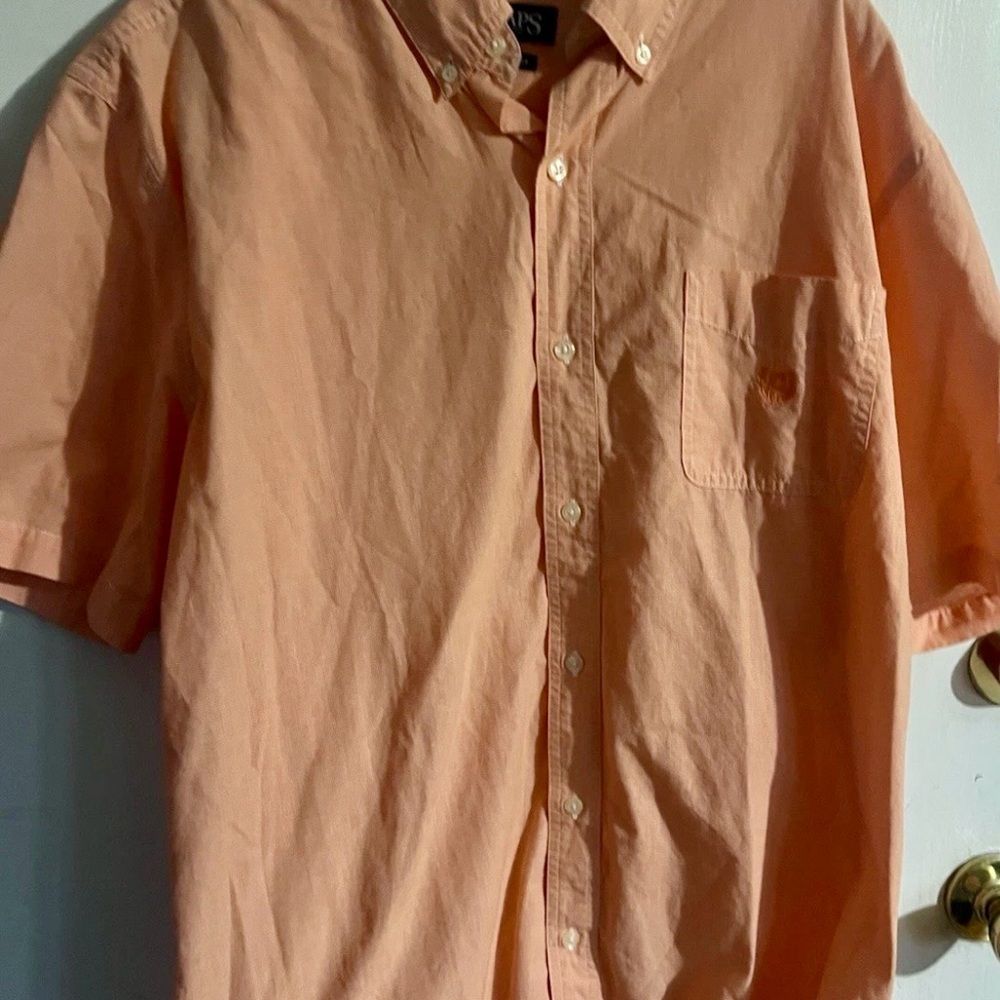 2 Men's Button-Down Short Sleeve Shirts Chaps XL